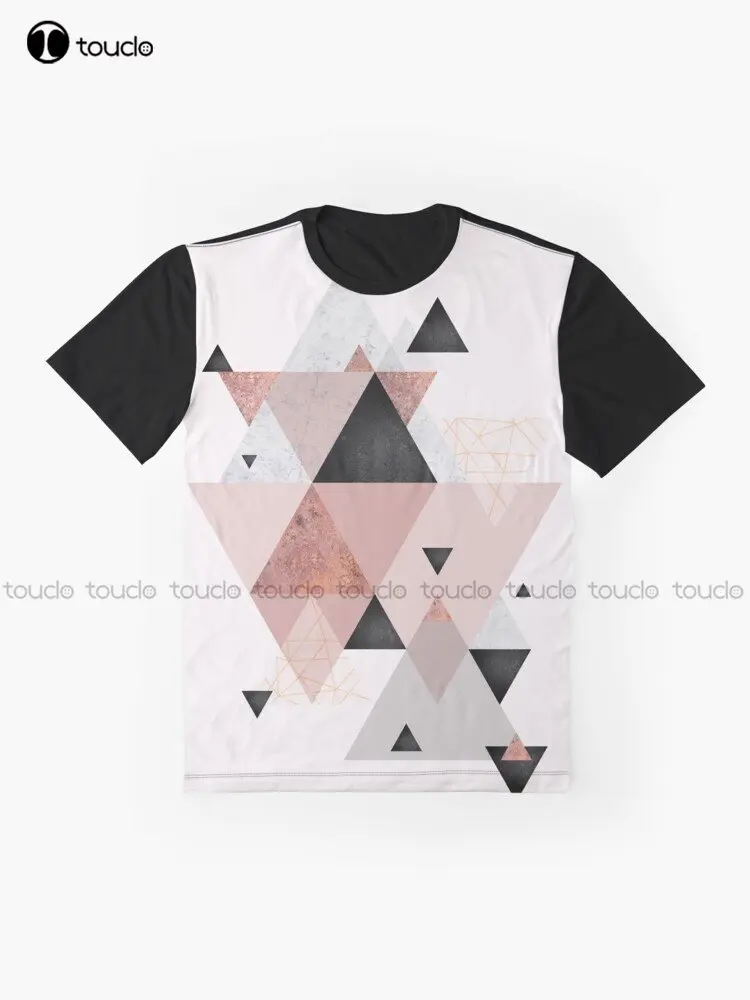 Geometric Compilation In Rose Gold And Blush Pink Graphic T-Shirt Custom Aldult Teen Unisex Digital Printing Tee Shirts Xxs-5Xl