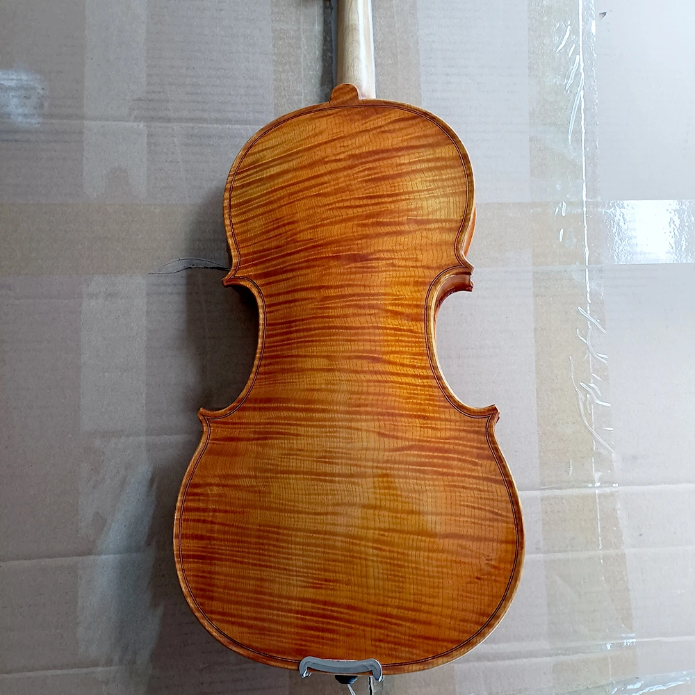 

Скрипка ручной работы из натурального пламени, клена, 4/4, твердая древесина, ель, скрипка, профессиональный инструмент с футляром + смычком