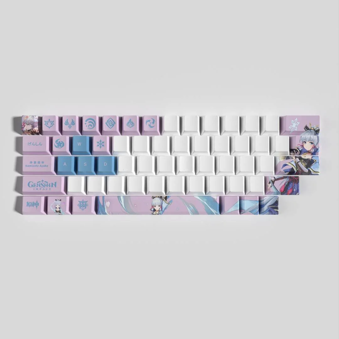 Genshin Impact peripheral Kamisato Ayaka Keycaps 29 key set PBT thermal sublimation key cap OEM height anime