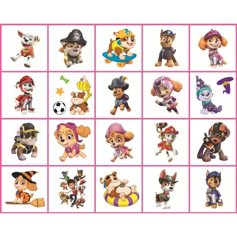 20PCS Paw Patrol Children Tattoo Stickers Cute Cartoon Anime Figure Patrol Canine Temporary Tattoos Waterproof Kids Toy Gifts