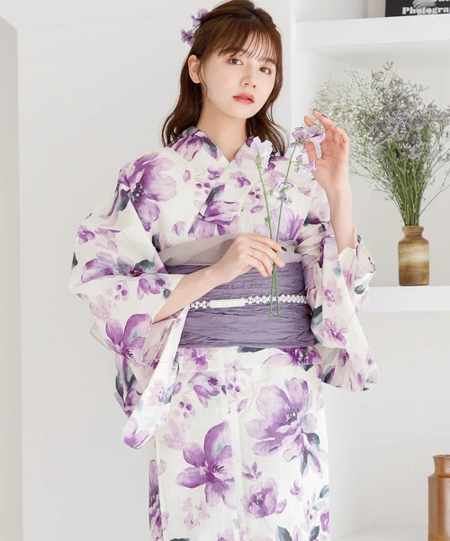 

Traditional Women's Kimono Batobe Pure Cotton Material Japanese Sle Travel Fireworks Festival Long Sve V-ne Dr