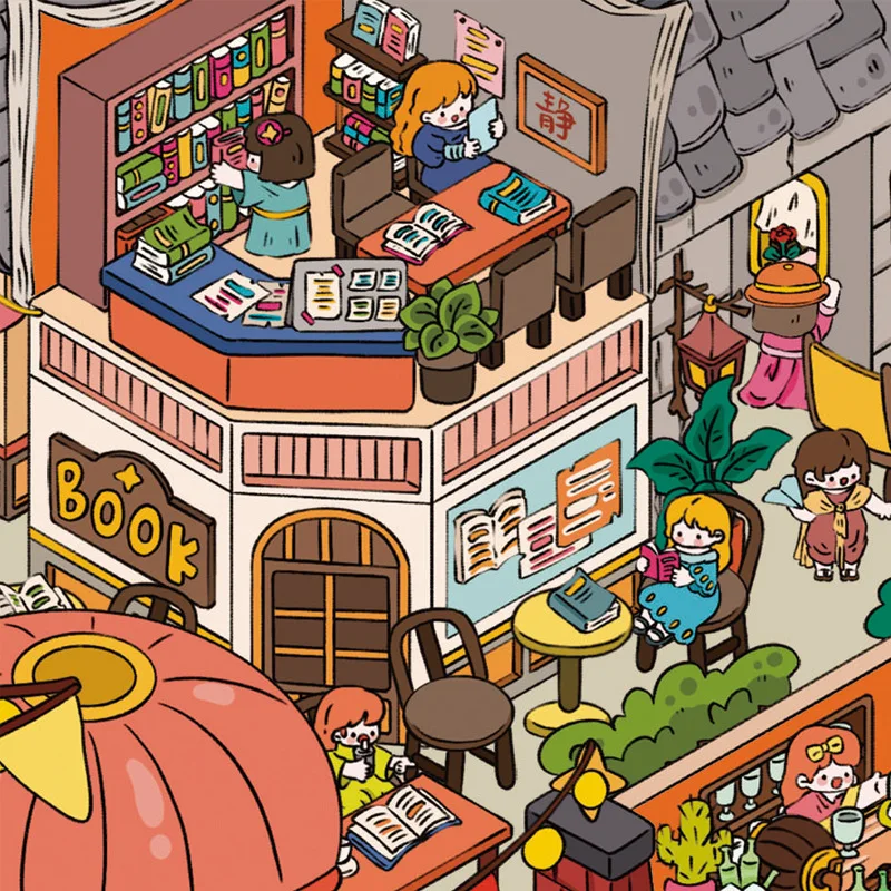 

Plus Size Kawaii 3D Cartoon Roman Street Underwater Department Store Scene Stickers DIY Handmade Stacking Fun Scrapbook Stickers