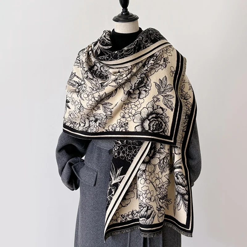 

Winter Warm Cashmere Scarf for Women Luxury Pashmina Blanket Thick Shawl Wrap Neckerchief Fashion Bufanda Echarpe Poncho 2024