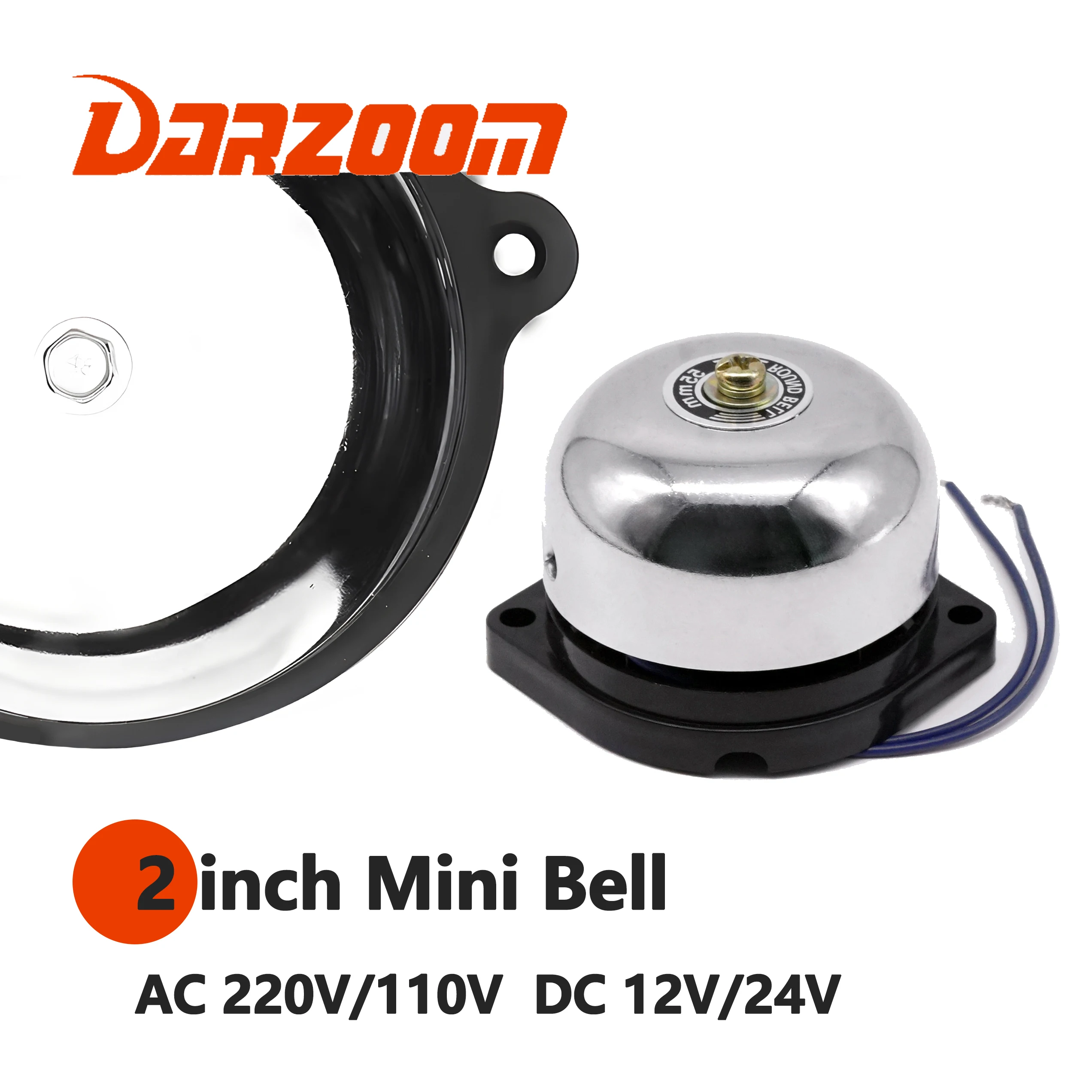 2inch Industrial Ring Bell, Loud High Decibel Call Ringer, 2 Inch Double Coil Alarm Chime for Household, School, Factor