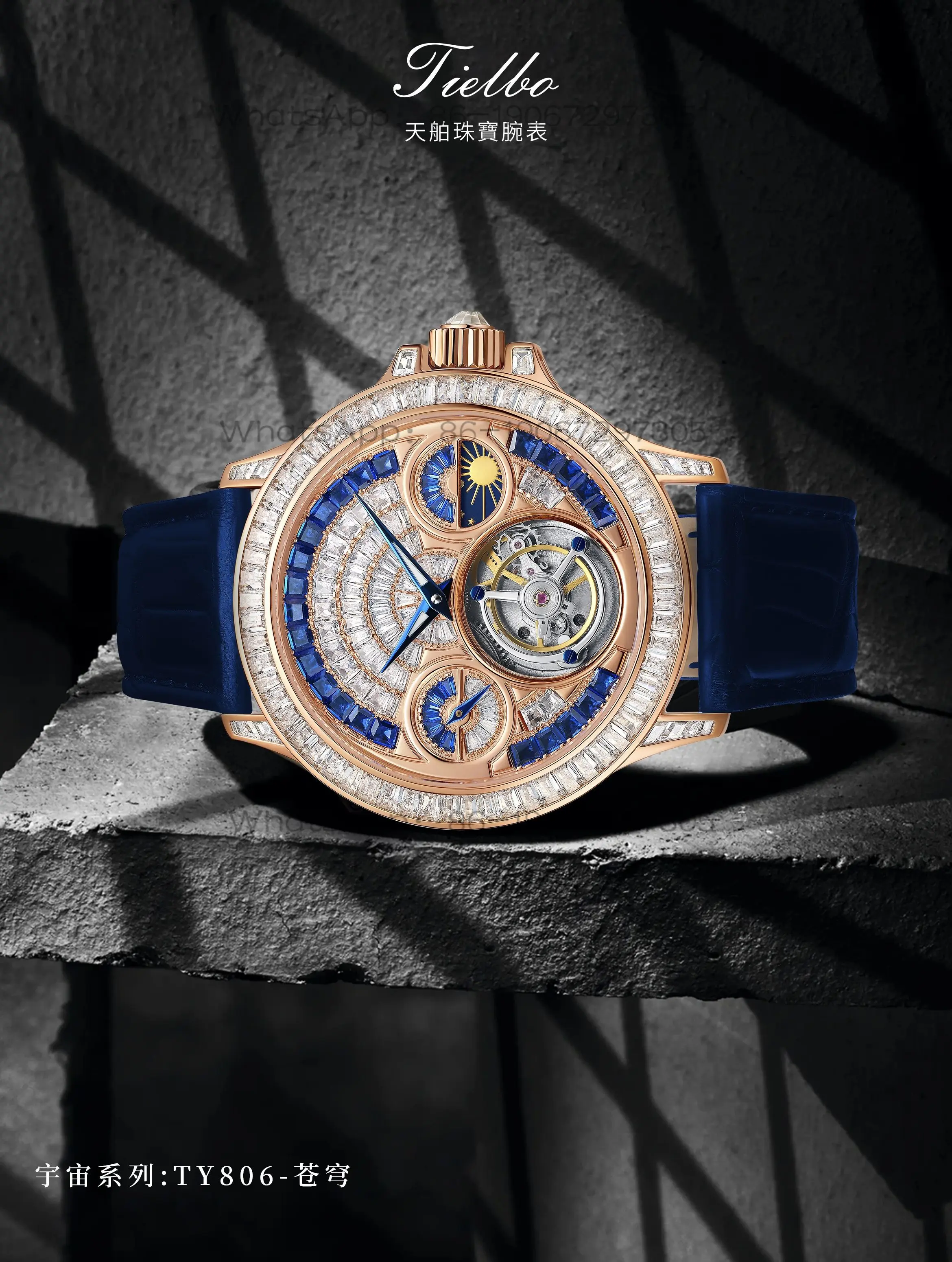 806 New Round Tourbillon Men's Fully Automatic Mechanical Watch Water Resistant Watch