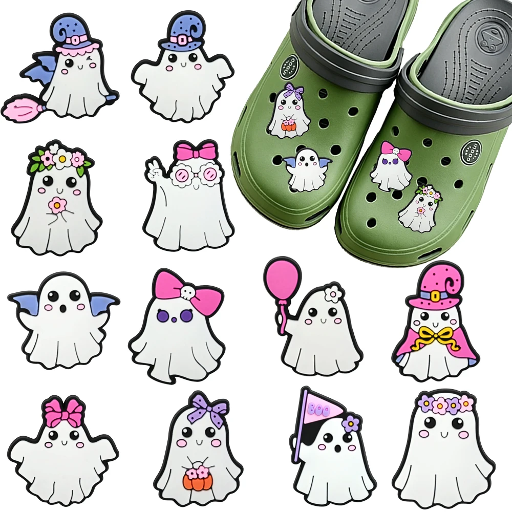 1-100pcs Cartoon Halloween Ghost Series PVC Shoe Charms Accessories DIY Creativity Sandal Wristbands Decorations Party Gifts