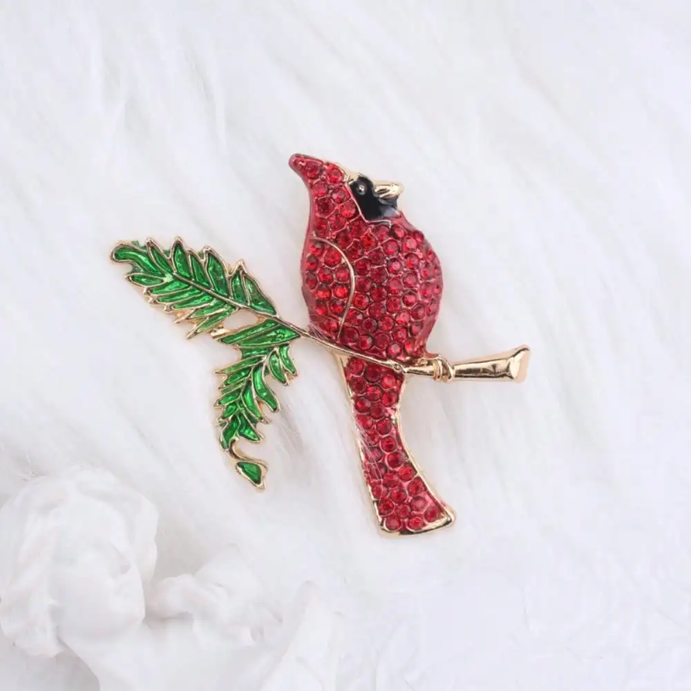 1pc Glazed Red Bird Brooch For Women, Retro Elegant Fashion Jewelry, Fine Craftsmanship, Unique Charming Design, Decor For Scarves, Jackets And Bags