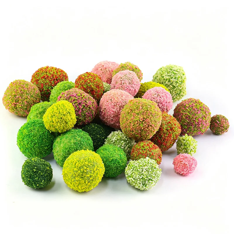 10/15/20mm Miniature Bushes Flower Ball Mixed Color Micro Shrub Model Kits for Sand Table Diorama DIY Landscape Making Materials