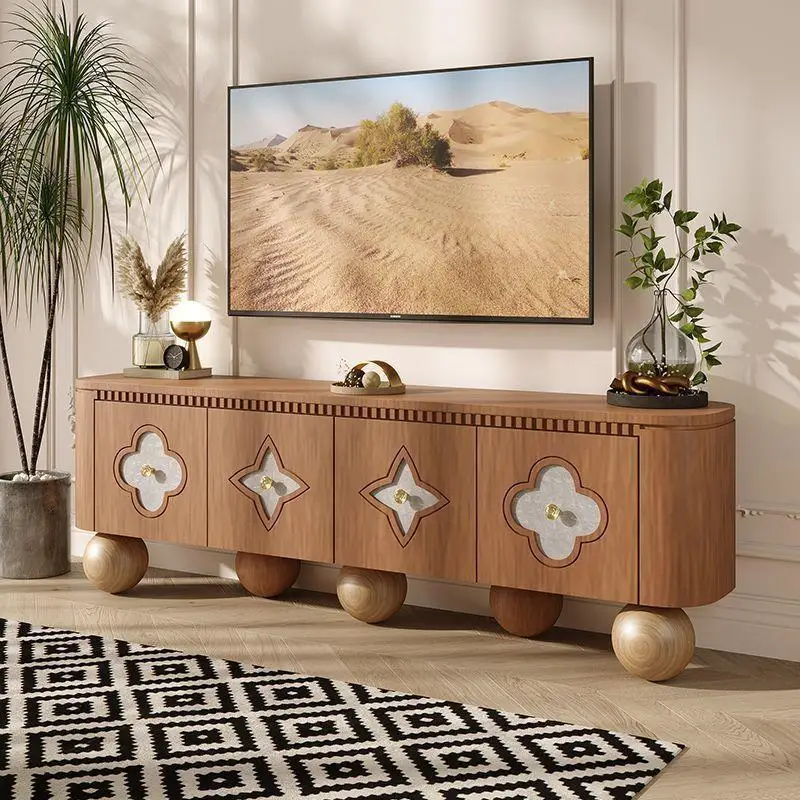 Medieval style TV cabinet, villa light luxury style
