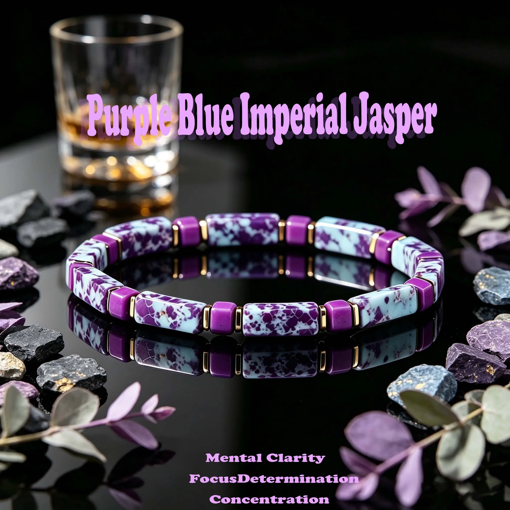 1pc Natural Purple Blue Emperor Stone Beaded Guardian Bracelet, Bohemian Style Unisex Bracelet, Fashionable Premium Gift