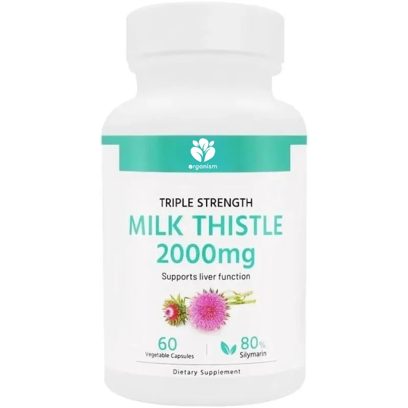 

Triple effect milk thistle 2000mg (Silymarin 192mg/portion) 60 vegetarian capsules, supporting liver cleanliness and health