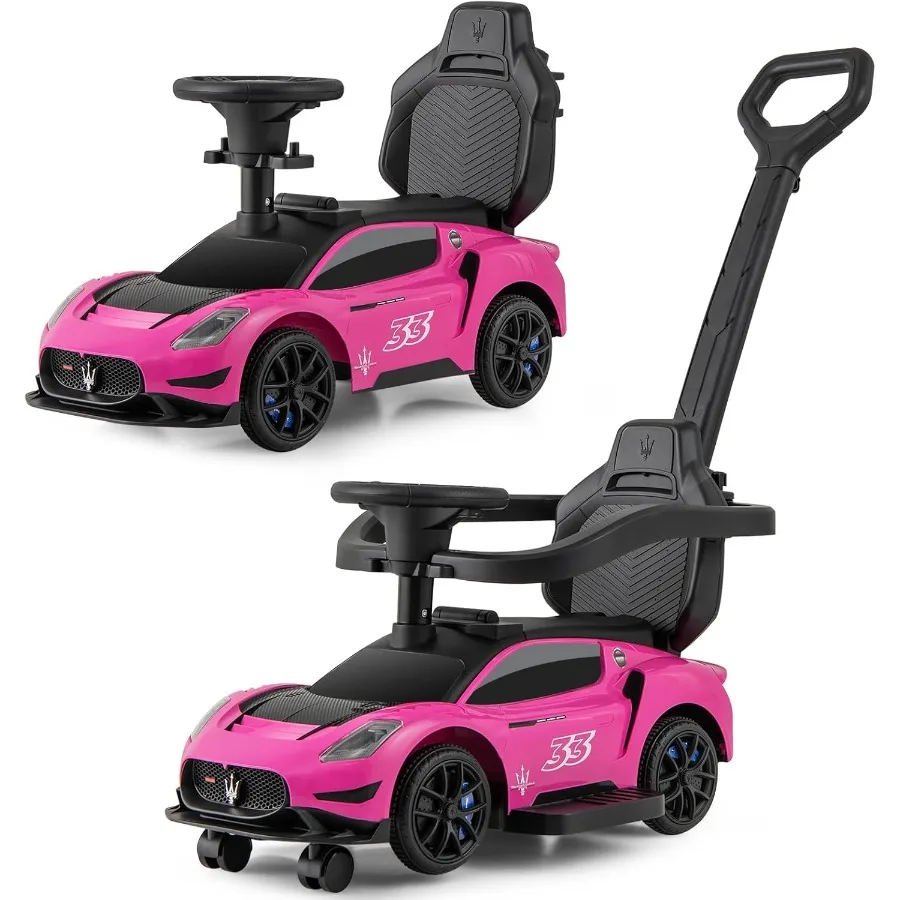 Duwwagen voor peuters 3-in-1 gelicentieerde Maserati-kinderwagen Glijdend wandelwagen met handvat Vangrail onder stoel Opberghoorn en M