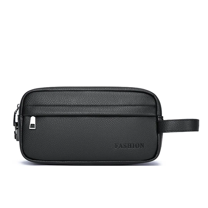 New Men's Business Clutch Handbag Large Capacity Multi‑Pocket Zipper Wrist Strap Purse Daily Casual Travel Storage Wallet Bag