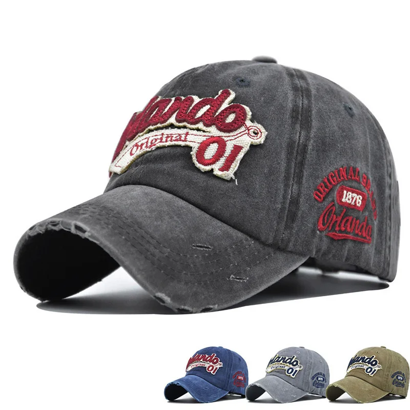 

Spring/Autumn Men's And Women's Water Washed Golf Truck Baseball Cap 3D Embroidered Letter Retro Duck Tongue Hat Beach Sun Hat