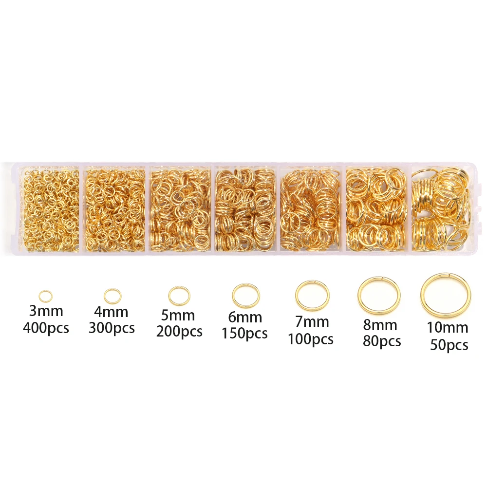 Ein Satz Box Biegeringe Spaltringe Link Loop Box 3 4 5 6 7 8 10 mm Biegeringe Verbinder für DIY Schmuckherstellung Halskette Armband