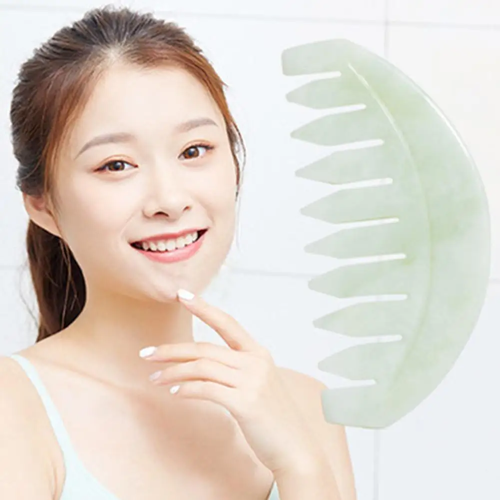 

Natural Meridian Health Comb Retro Jade Gua Sha Stone Board Anti-static Face Scraping Massage Combs for Men Women Hair Care Tool