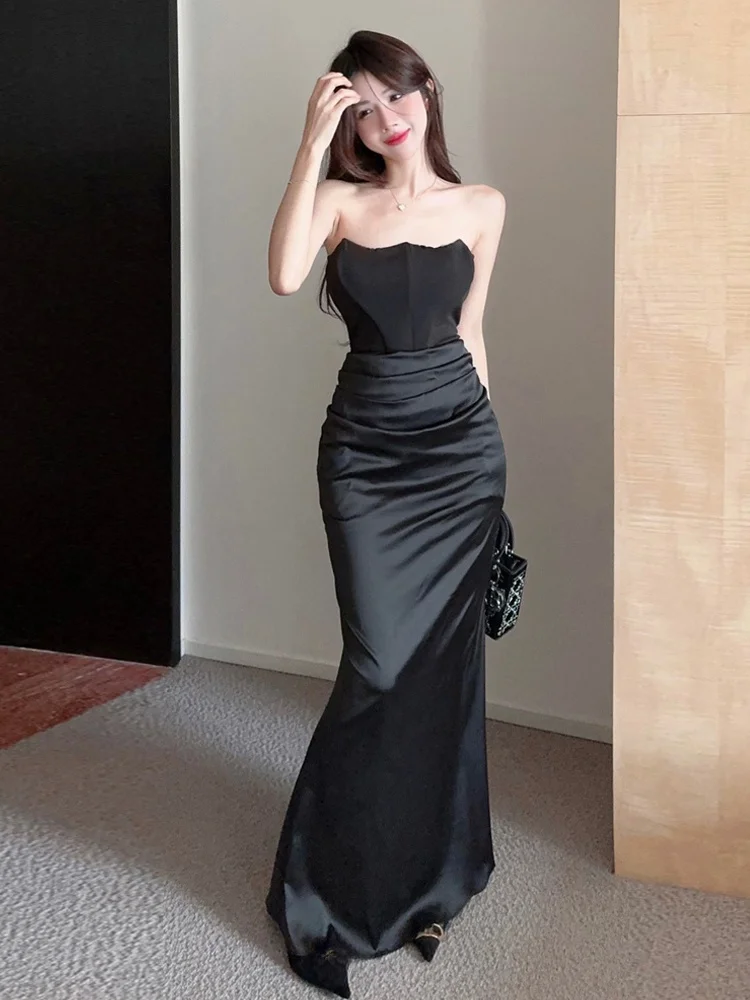 

Сексуальное облегающее длинное платье с закругленным топом и высокой талией, модное нижнее белье для молодых девушек, вечернее платье