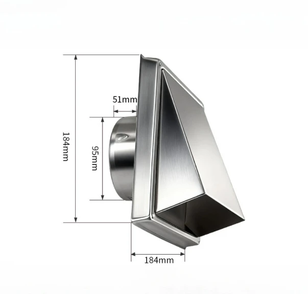 

Stainless Steel 4 Inch Conical Vent Cover with Weather Protection and Self Closing Mechanism for Outdoor Ventilation Systems
