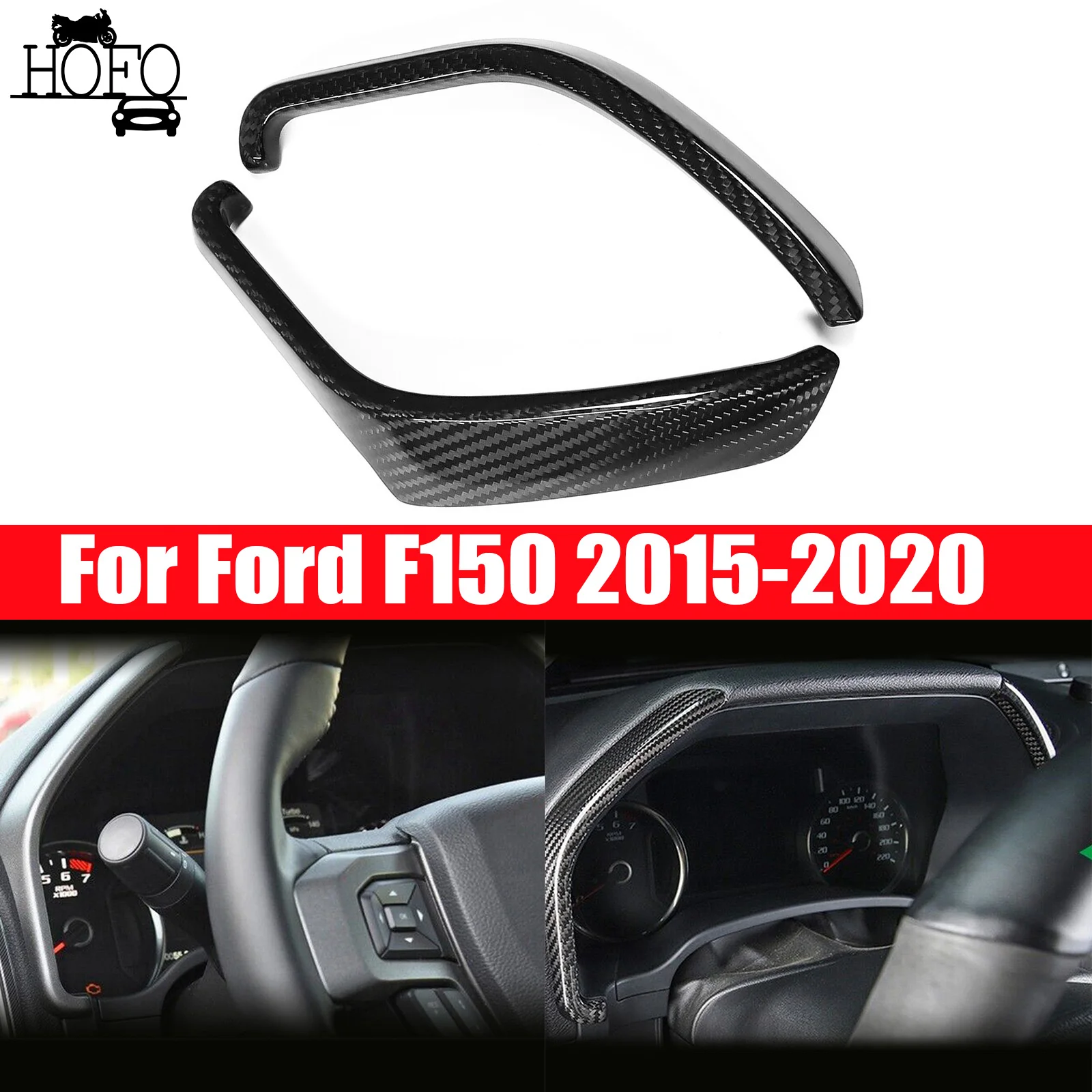 For Ford F150 2015-2020 Real Carbon Fiber Dashboard Speedometer Panel Trim