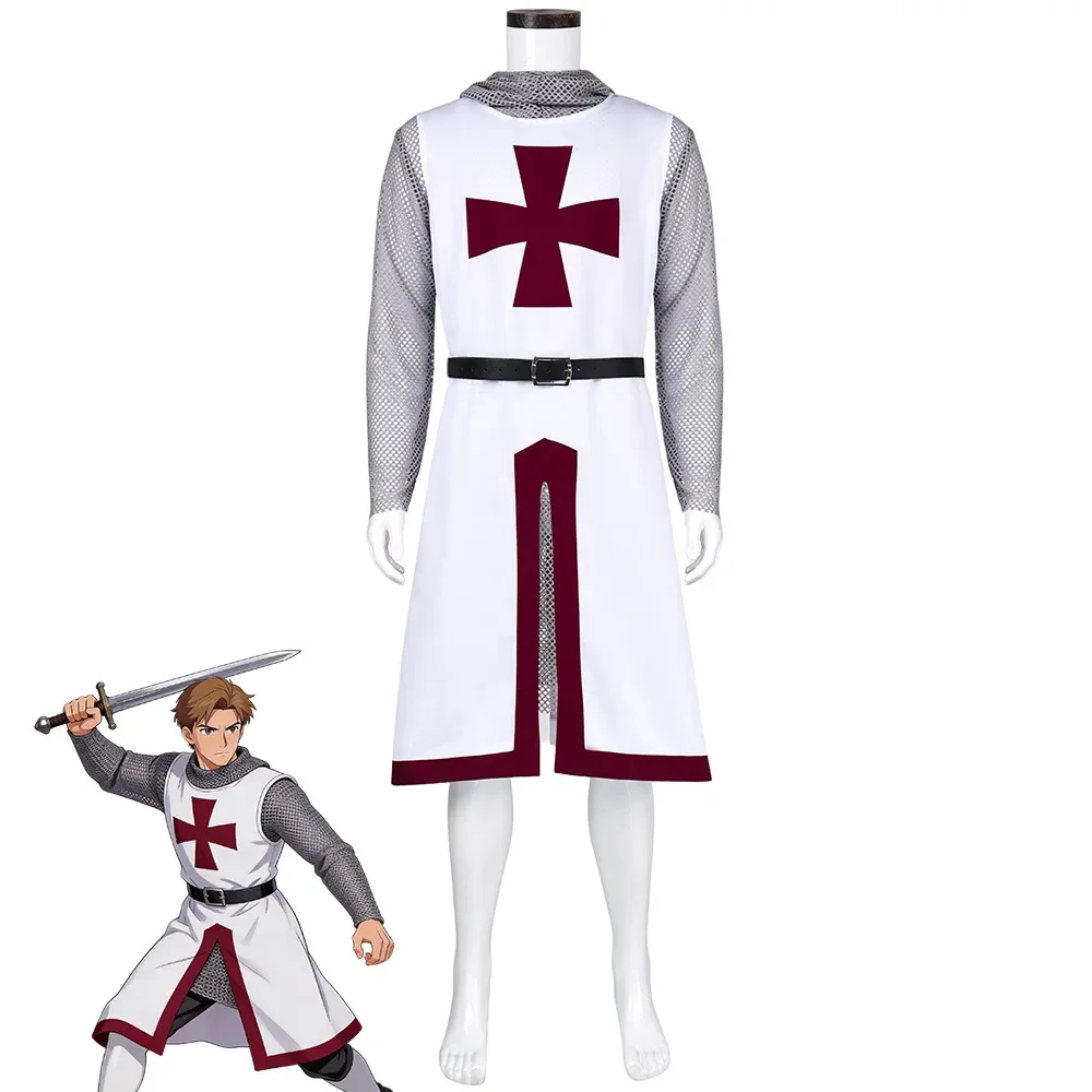 Medieval Templar Knight Cosplay Costume Men Crusader Tunic Surcoat LARP Warrior Suit Halloween Renaissance Party Outfit view 4