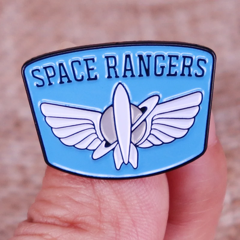 Space Rangers Blue n White Alloy Brooch Pin for Gift Space Fight Followers Uniform Decorative