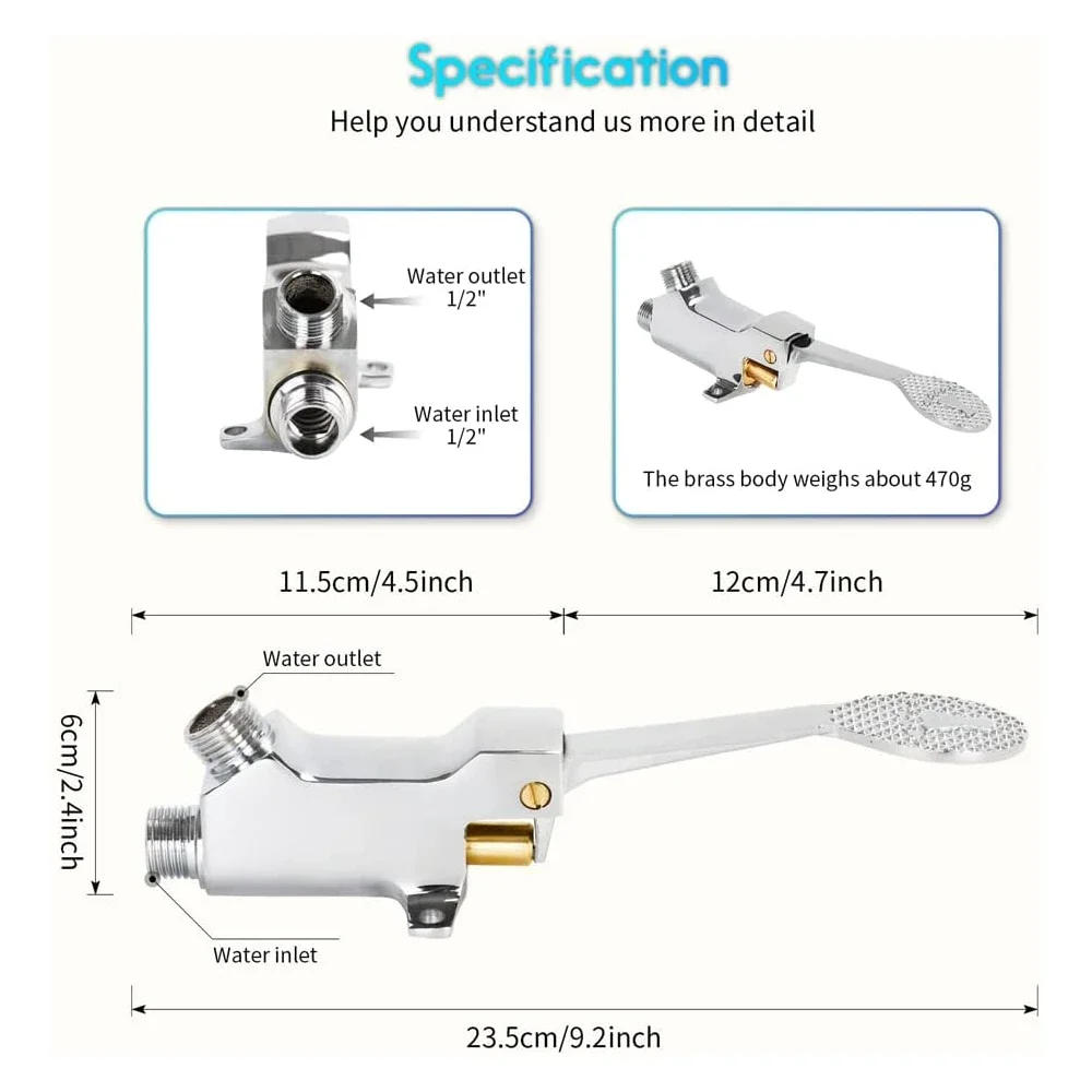 Brass Foot-operated Faucet Switch Single Cold Hospital Food Factory Foot-operated Tilt Type Basin Sink Faucet  Sink Faucet