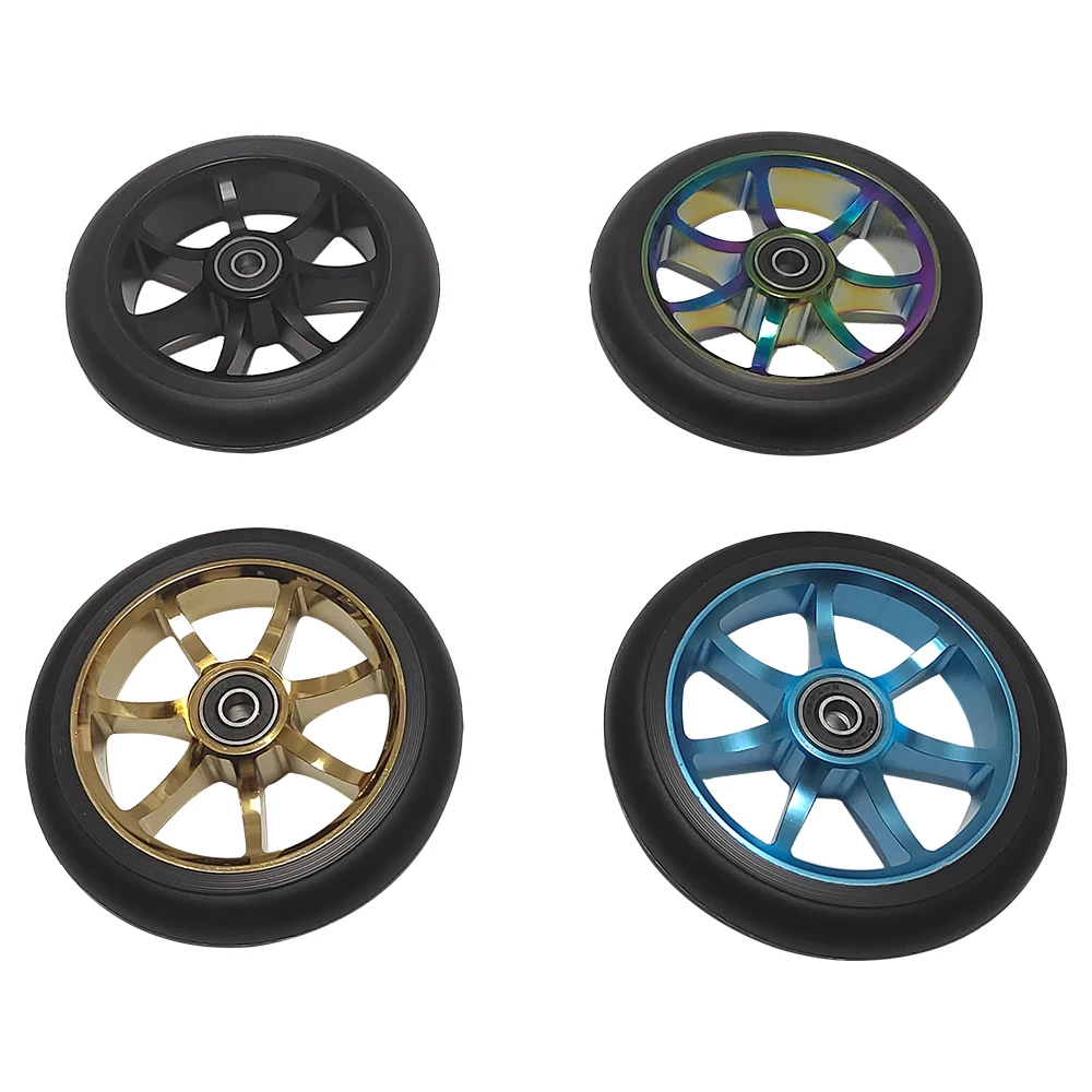 120MM Pro Stunt/Push/Kick Scooter Wheels 88A PU with Bearings & Aluminum Core Scooter Replacement Parts Accessories 2 Pieces