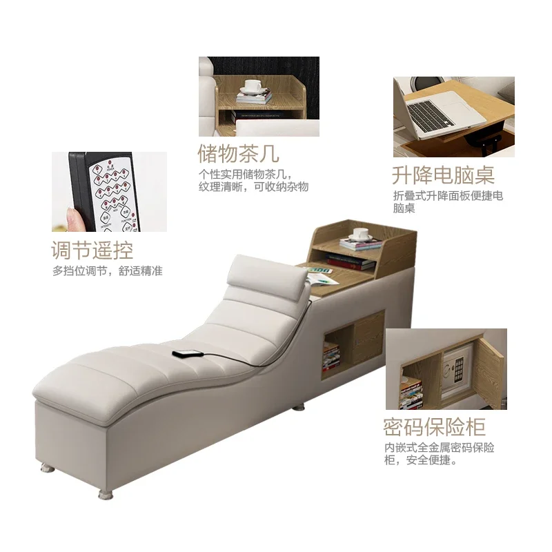 Genuine leather bed frame Soft Beds massager storage safe speaker LED light Bedroom cama iphone recharging bluetooth safe USB