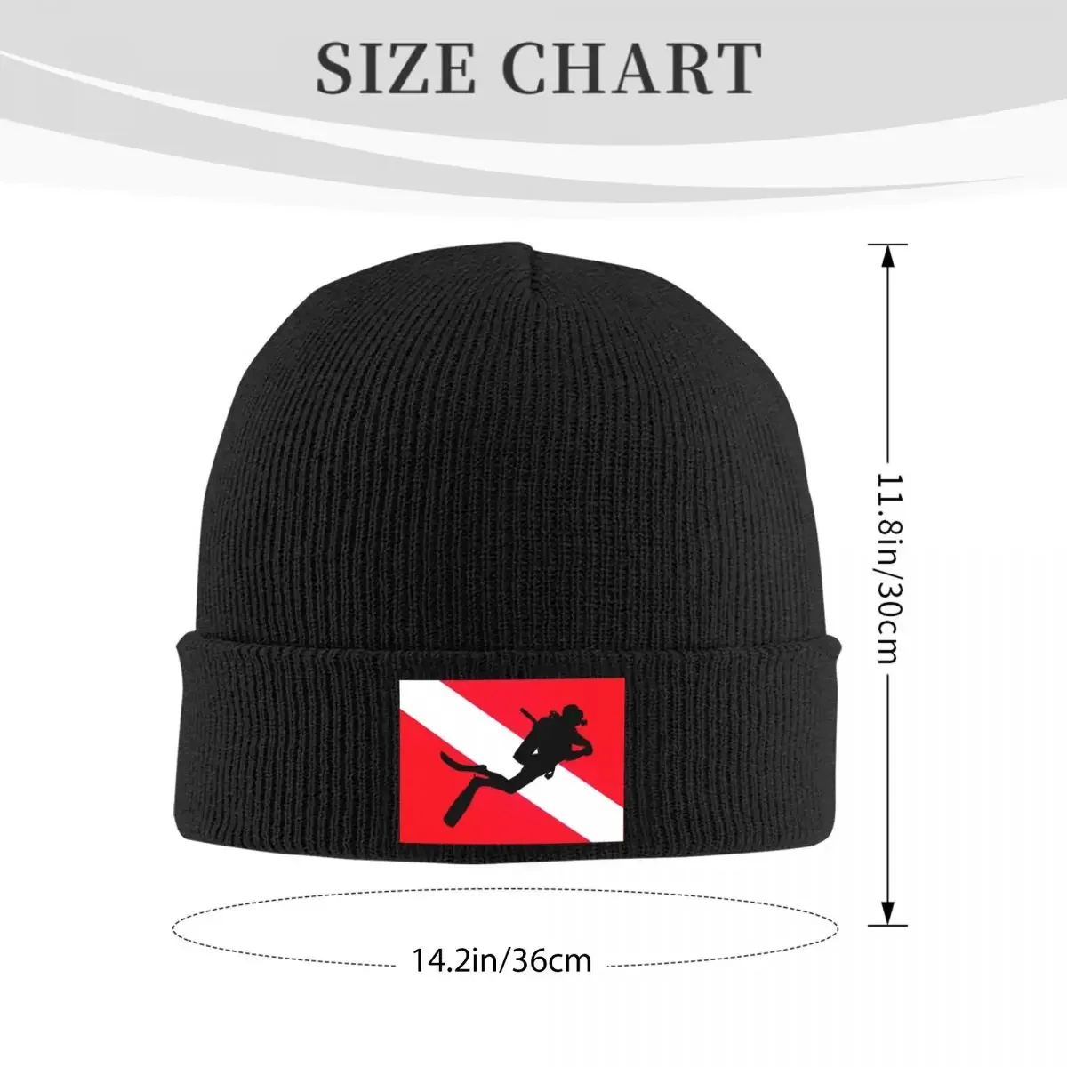 Scuba Diver With Diving Flag, Male Scuba Diver With Flag, Scuba Flags Knit Hat Beanie Winter Hat Warm Acrylic New Cap