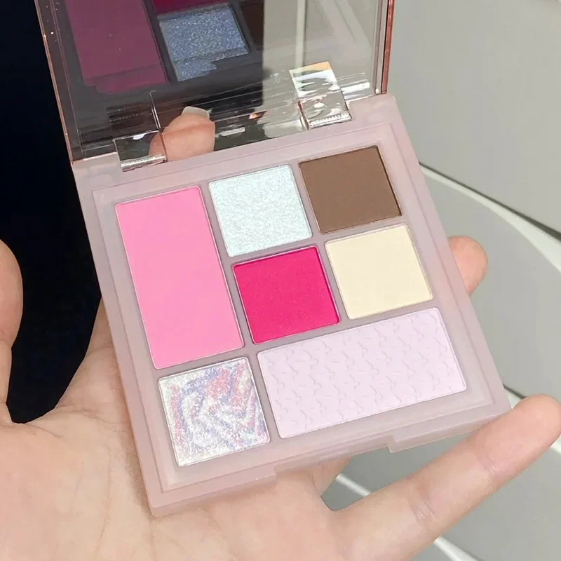 لوحة ظلال عيون مكونة من 7 ألوان، رمادي وبني محايد اللون الأرضي، ظلال عيون سموكي سوداء غير لامعة، لوحة مكياج عيون، مستحضرات تجميل