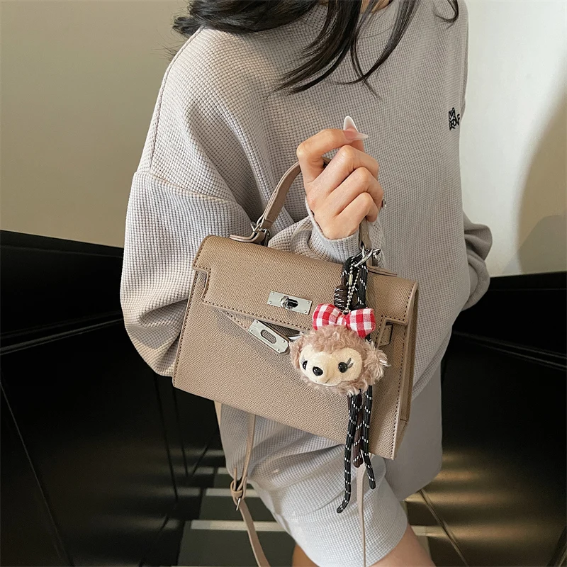 

Trendy Unique Solid Color Shopper Bag Women's Luxury Leather Crossbody Purse Vintage Letter Logo