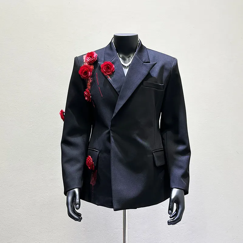 Men's Performance with Sculpted 3D Rose Detail and Tailored Shape for Avant Garde Menswear and Creative Urban Layering