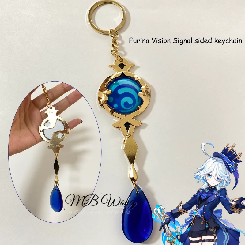 Game Genshin Impact Furina Cosplay Stocking Furina Vision Hydro Focalors keychain Bag Pendant Focalors Halloween Carnival Party