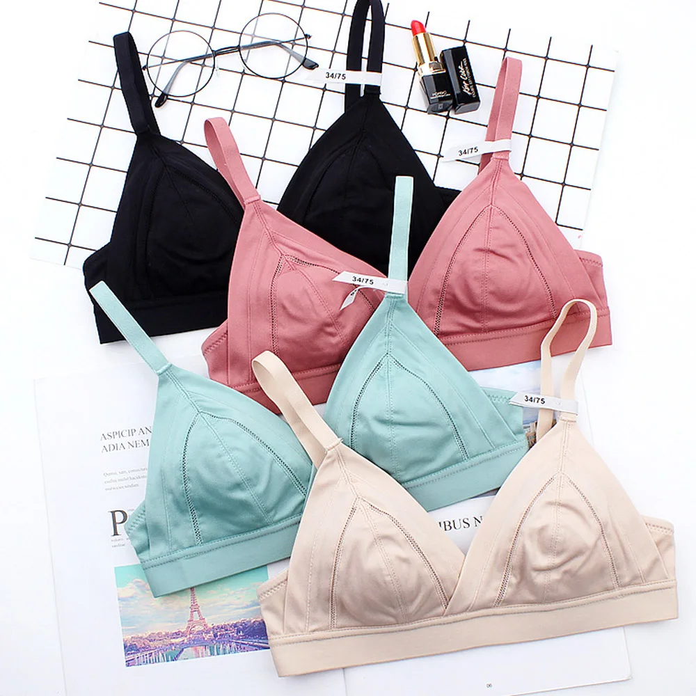 Womens Underwear Sexy Lingerie Wireless Triangle Bralette Leisure Home Deep V Push Up Bra Seamless BH Tops AA A B C Cup