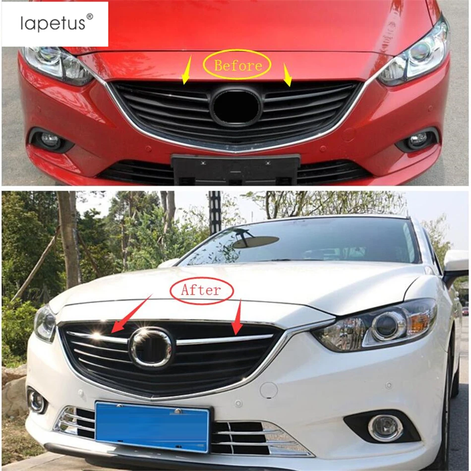 Accessories For Mazda 6 Sedan / Wagon 2013 2014 2015 ABS Chrome Front Center Mesh Grille Grill Radiator Strips Decor Cover Trim