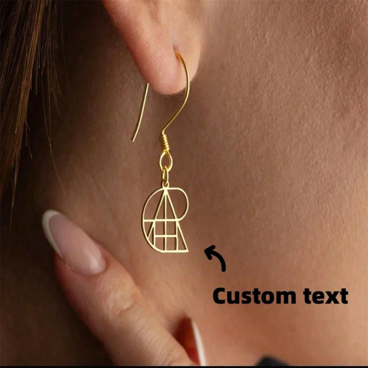 1 Pair Customized Name Logo Earrings For Women Simple Personalized Customization Name Stud Earring Stainless steel Jewelry