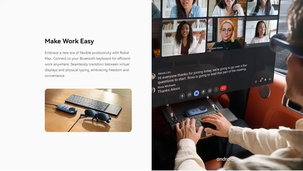 نظارات Rokid Max-Rokid Station الذكية ، تدعم نظام Google ATV ، YouTube ، الفيديو الرئيسي ، الإكسسوار ، الإصدار العالمي/الخارجي
