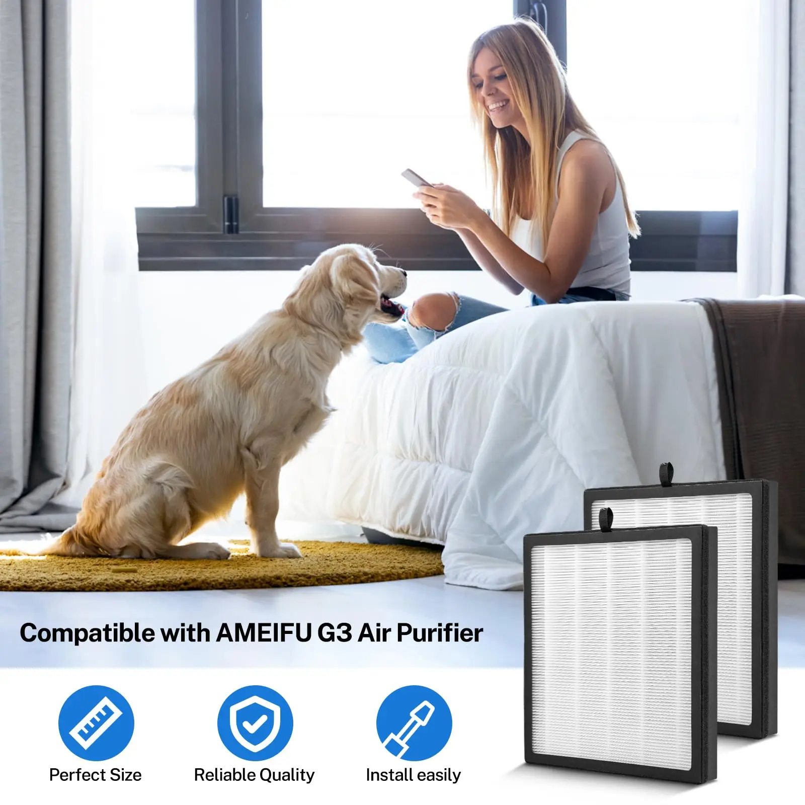 Brightify G3 Air Filter Purifier True Hepa Replacement 2PCS For AMEIFU VEWIOR A3 H13 Activated Carbon Fresheners Room Deodorizer