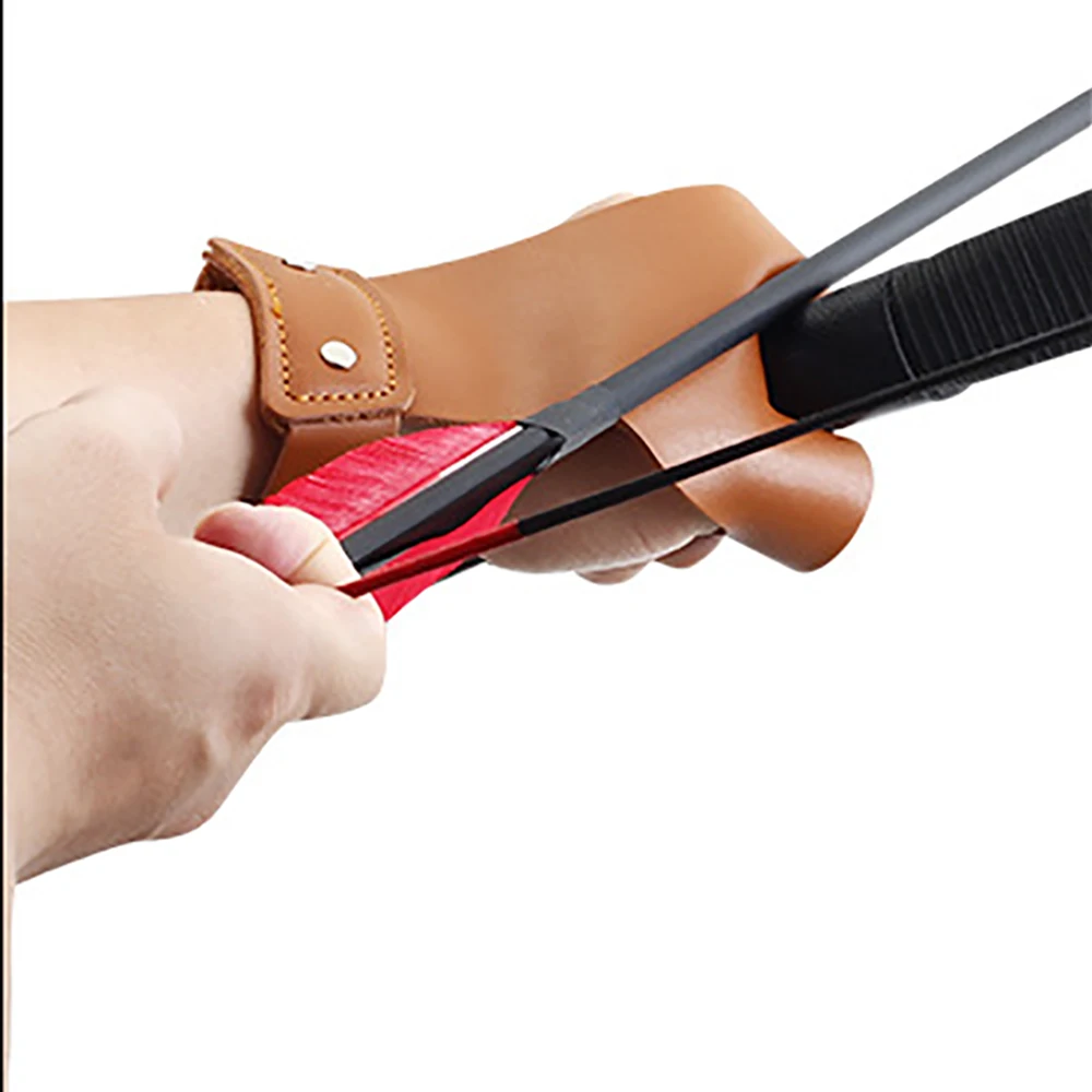 Archery Finger Guard 2Finger Gloves Hand Guard Cowhide Leath