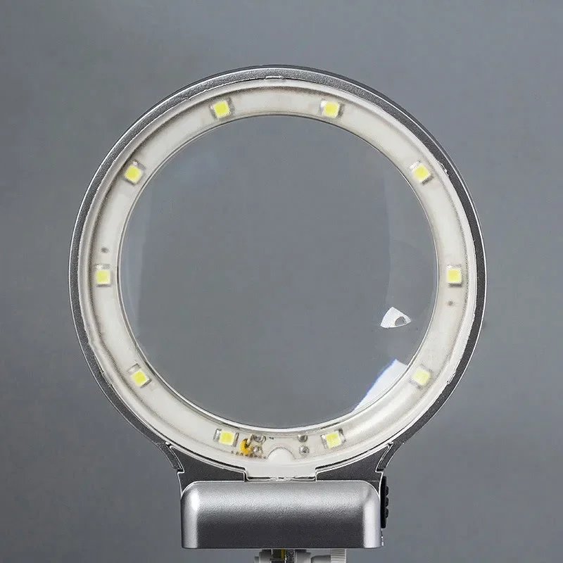 3X 4.5X 10LED Desk Top Lighted Magnifier Soldering Repairing Helping Hand Magnifying Glasses with Lights LED Clip Loupe Tools