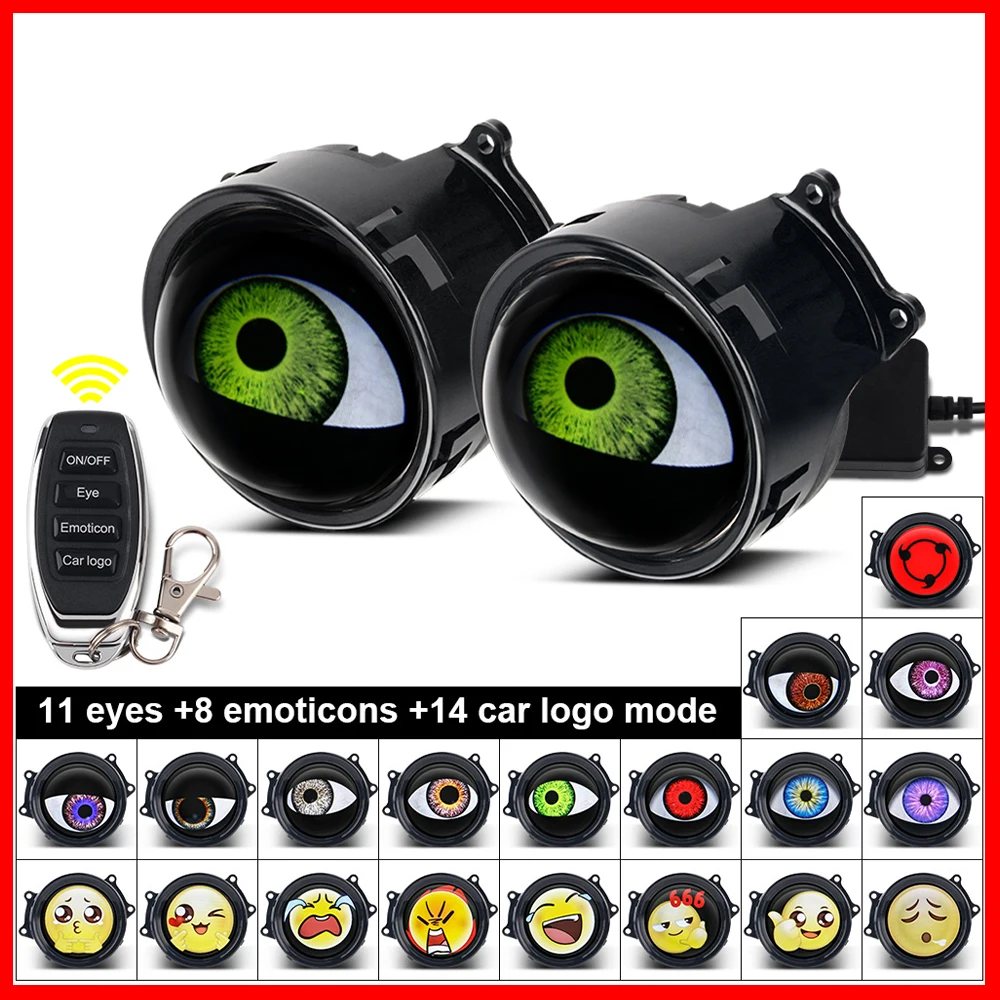 

Автомобильные светодиодные аксессуары Devil's Eyes, крутое украшение, динамическая фара с дистанционным управлением, светодиодные линзы, передний свет, модифицированная фара