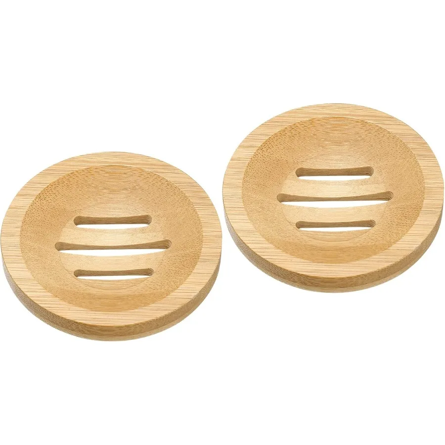 

Wooden Soap Dish 2Pack tural Bamboo Soap Saver Tray Self Draining Soap Holder for Bathroom Bathtub Kitchen Sink