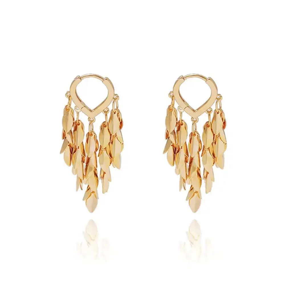 

Women's heart-shaped leaf tassel drop earrings, a romantic Valentine's Day or anniversary gift.