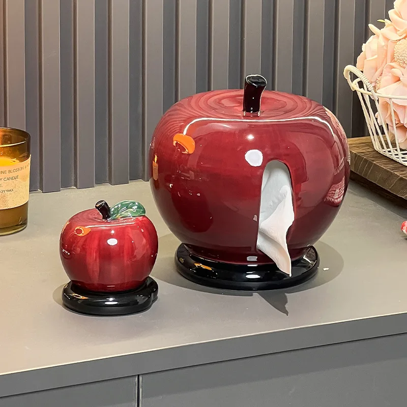 Creative Apple Tissue Box Ceramic Living Room Home Desktop Decoration Ornament Napkin Tissue Box