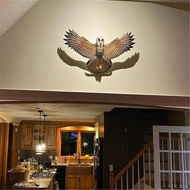 Owl Wall Statue Resin Handmade Crafts Wall Hanging Ornament for Living Room Garden Office Decoration Figurine Декор Для Дома view 3