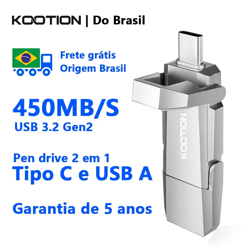 KOOTION 450MB/S High Speed USB Flash Drive 2 IN 1 TYPE C USB 3.2 Gen2 Pen Drive 512GB 256GB 128GB USB C Memory Stick