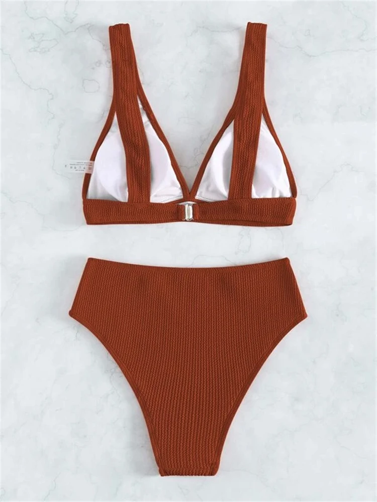 Maillot de bain deux pièces pour femmes, bikini, ensemble deux pièces, sexy, col en V, taille haute, pour la plage, nouvelle collection, 2024