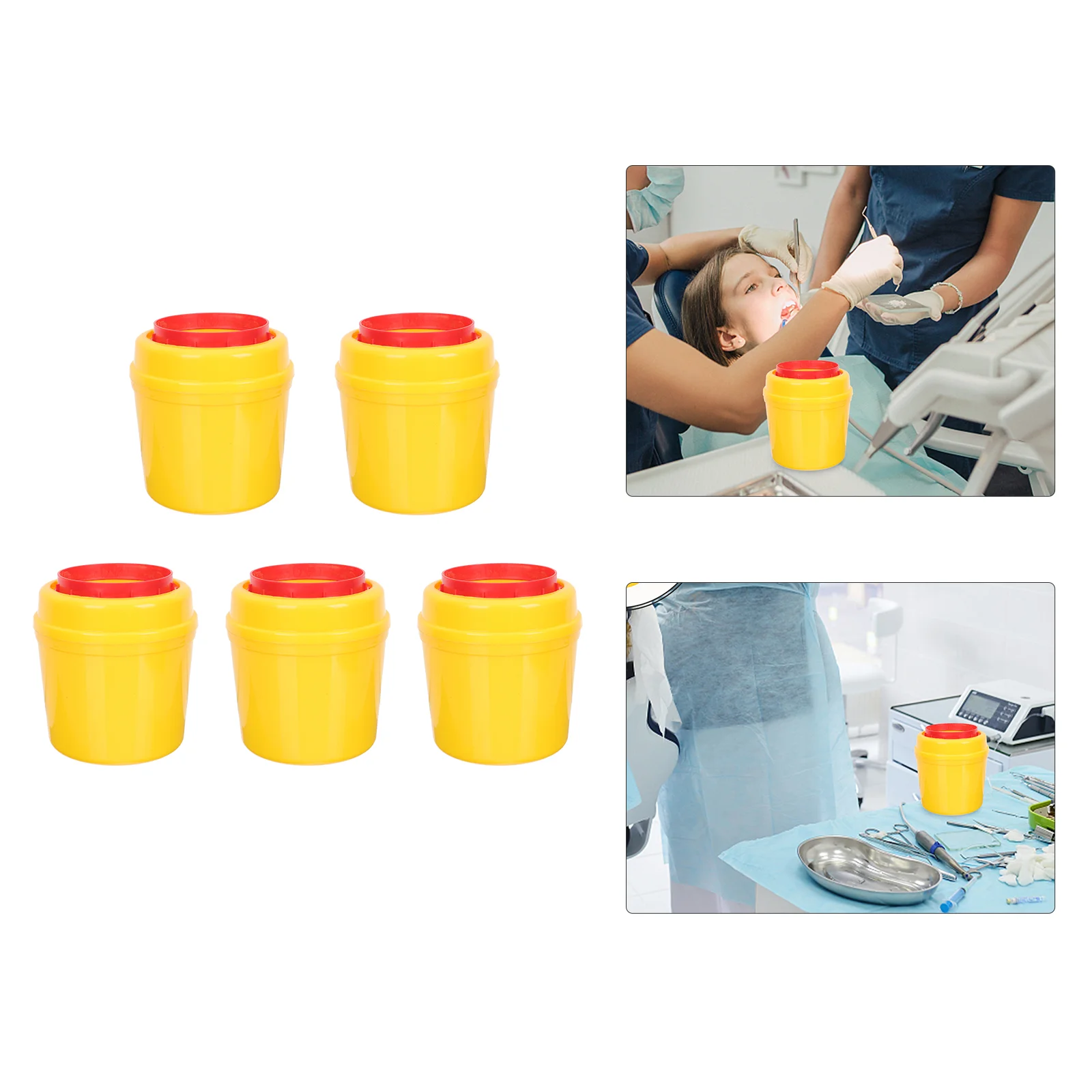 5 Pcs Sharp Instruments Barrels Clinic Blades Cans Syringe Trash Garbage Double Knife Sharps Buckets Plastic Hospital