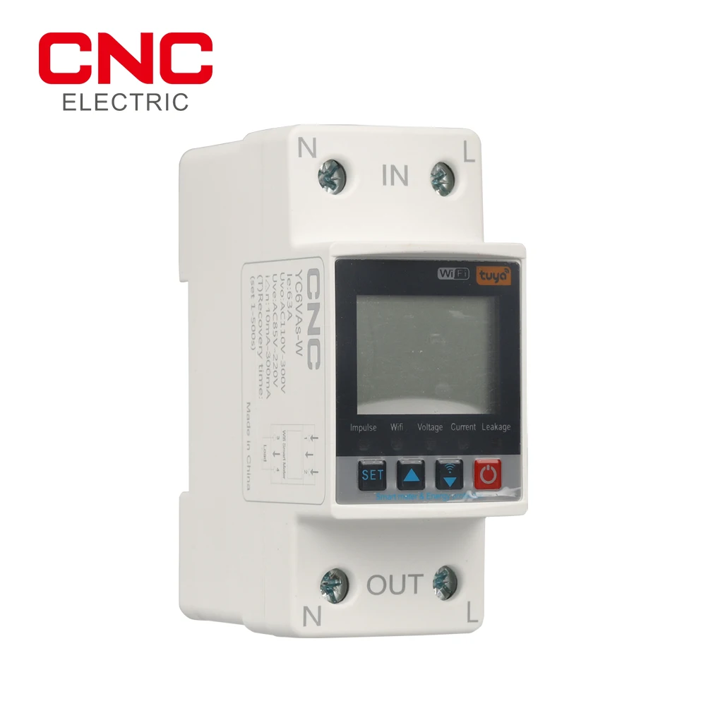 

WIFI 110 В 220 В Smartlife TUYA Автоматический выключатель Счетчик энергии Таймер измерения с напряжением и защитой от утечки YC6VAs-W