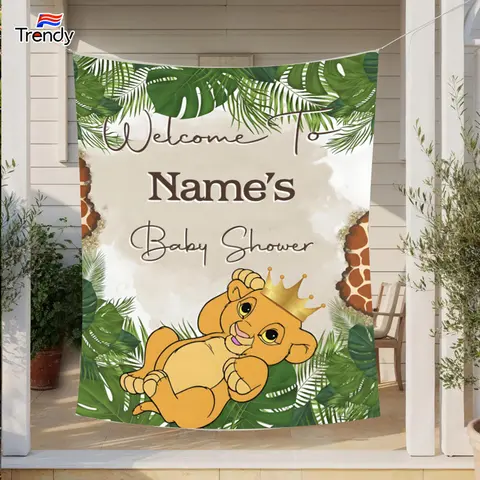 Baby Shower Decoration Backdrop Custom Name King PARTY Background Boy Banner Welcome Banners Boys Personalized Name Decor Kids